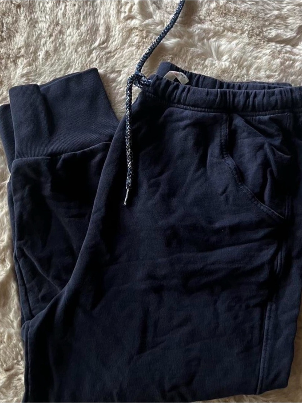 Free People Navy Drawstring Cropped Jogger Sweatpants - Size M